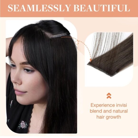 NIB 24” invisi edge chocolate brown 4A 160g clip in hair extensions - Picture 4 of 9